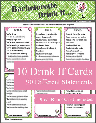 Printable Bachelorette Drink If Game